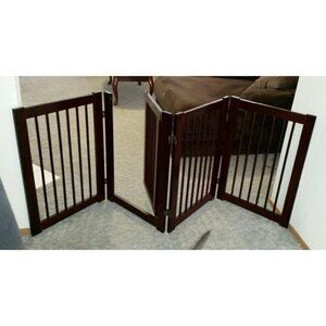 New 360 Configurable Dog Gate with Door – Indoor Freestanding Walk Through Wood